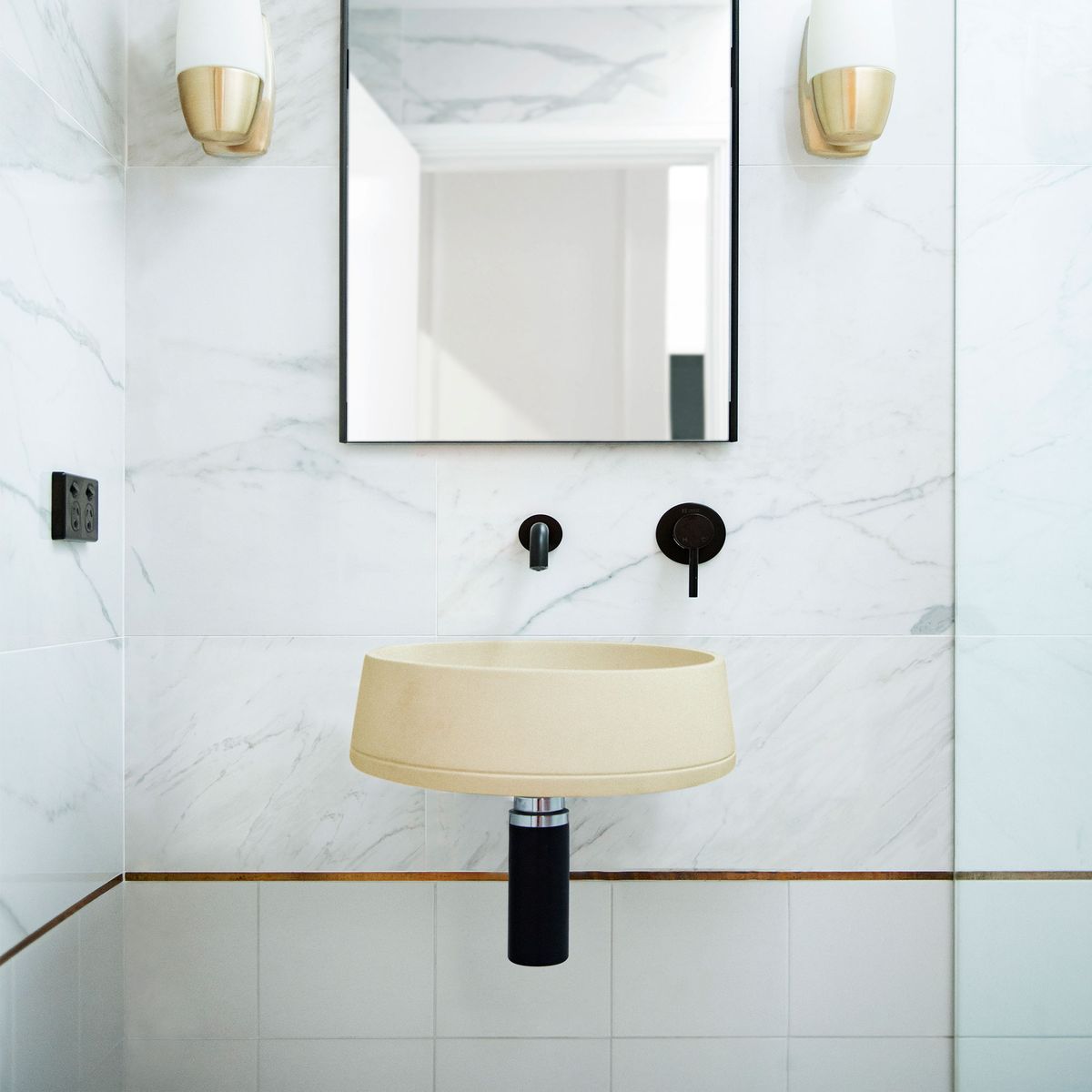 Nood Wall Mount Funl Basin in Custard