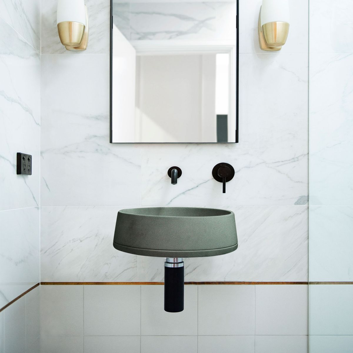 Nood Wall Mount Funl Basin in Mid Tone Grey