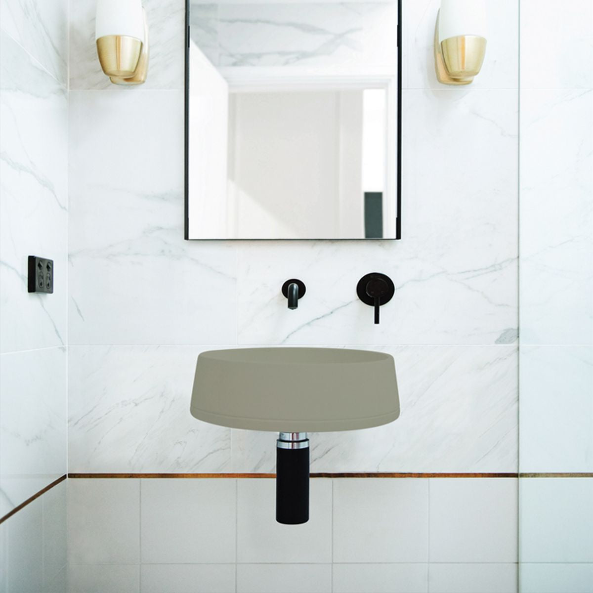 Nood Wall Mount Funl Basin in Olive