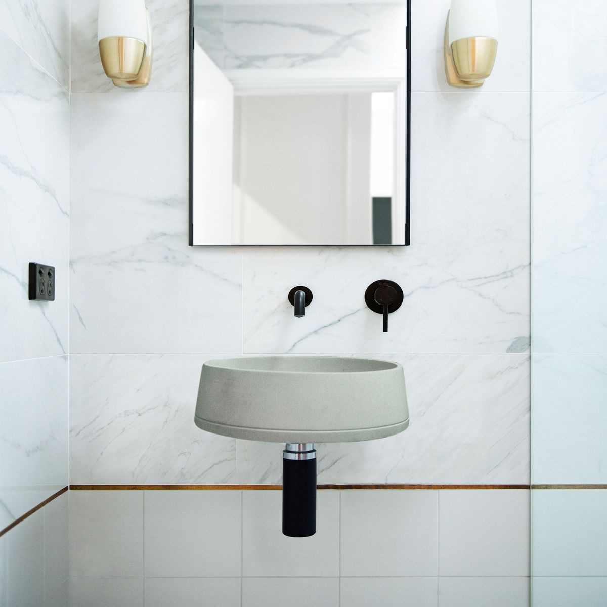 Nood Wall Mount Funl Basin in Sky Grey