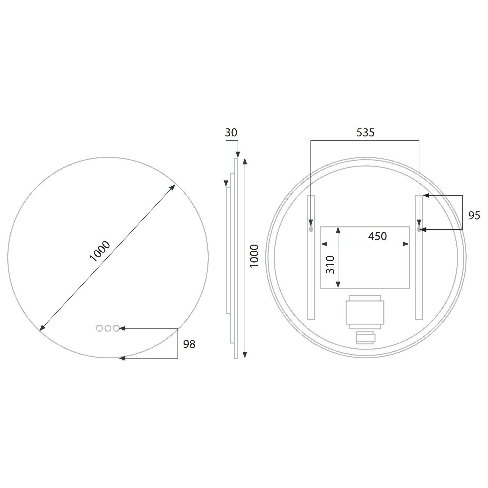 Euro Mirror OLEK - Frameless - 1000mm LED Mirror