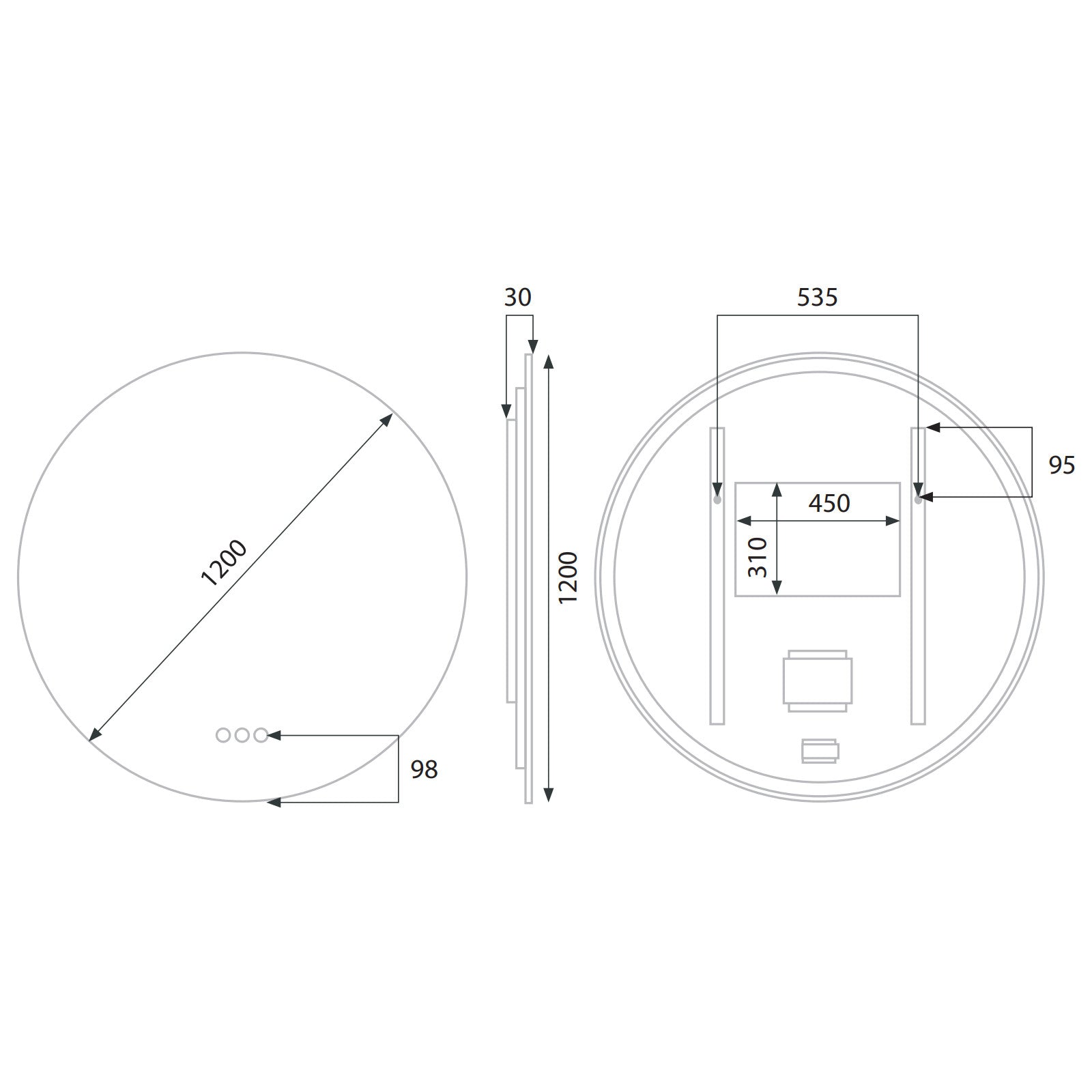 Euro Mirror OLEK - Frameless - 1200mm LED Mirror