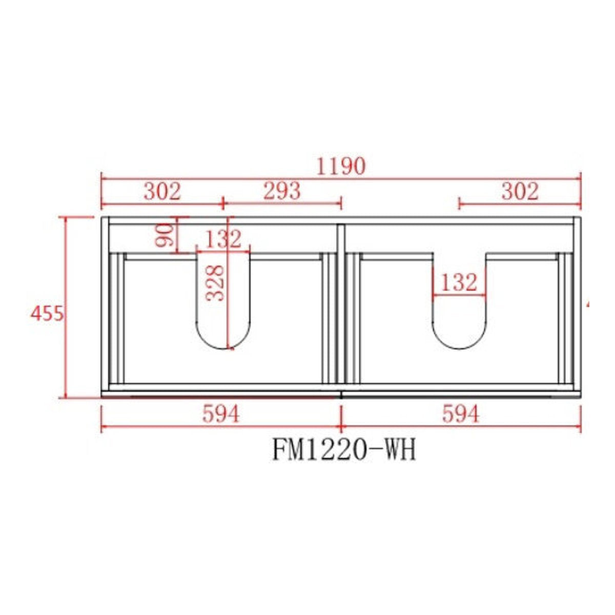 Tiffany 1200mm Double Basin Wall Hung Vanity Cabinet Matte White