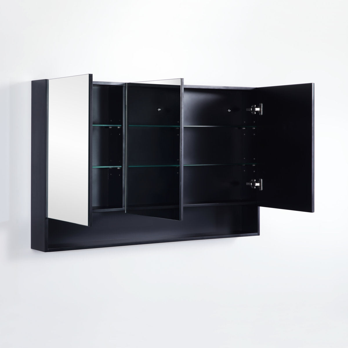 Fremantle Shaving Cabinet With Underneath Shelf, Matte Black, 1200mm