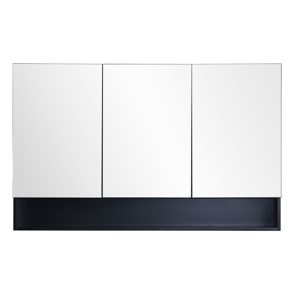 Fremantle Shaving Cabinet With Underneath Shelf, Matte Black, 1200mm