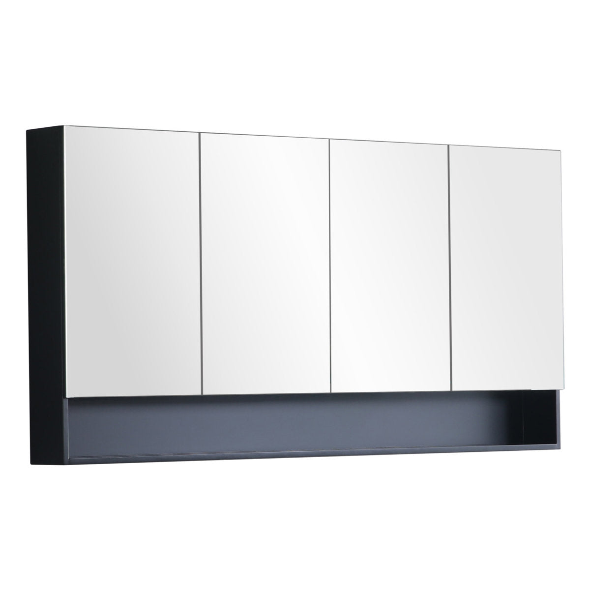 Fremantle Shaving Cabinet With Underneath Shelf, Matte Black, 1500mm