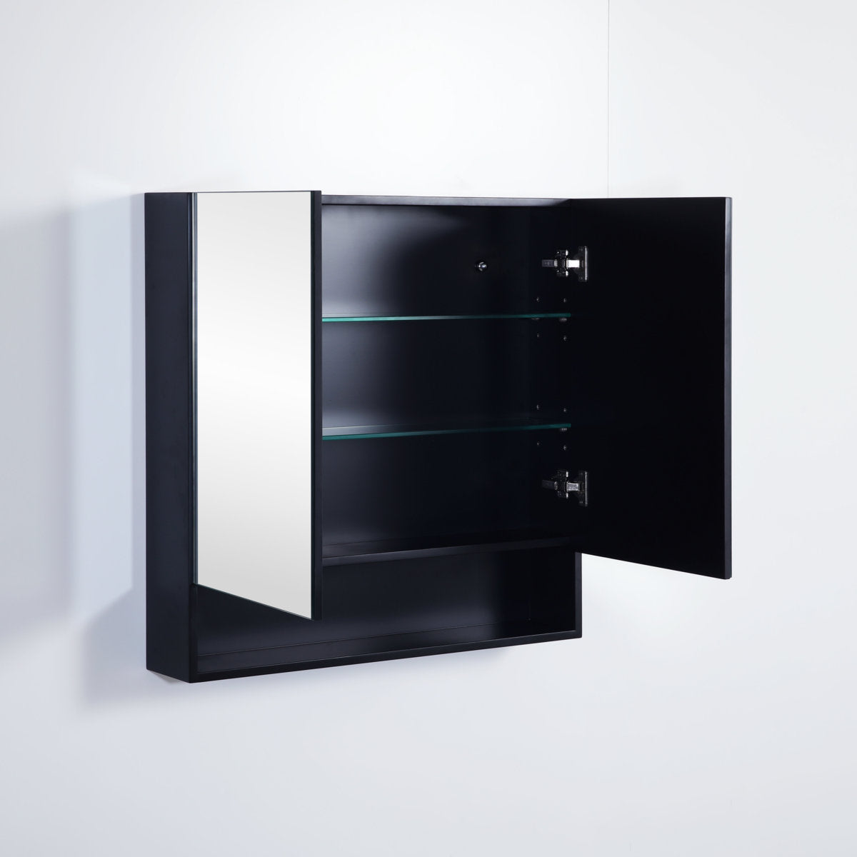 Fremantle Shaving Cabinet With Underneath Shelf, Matte Black, 750mm