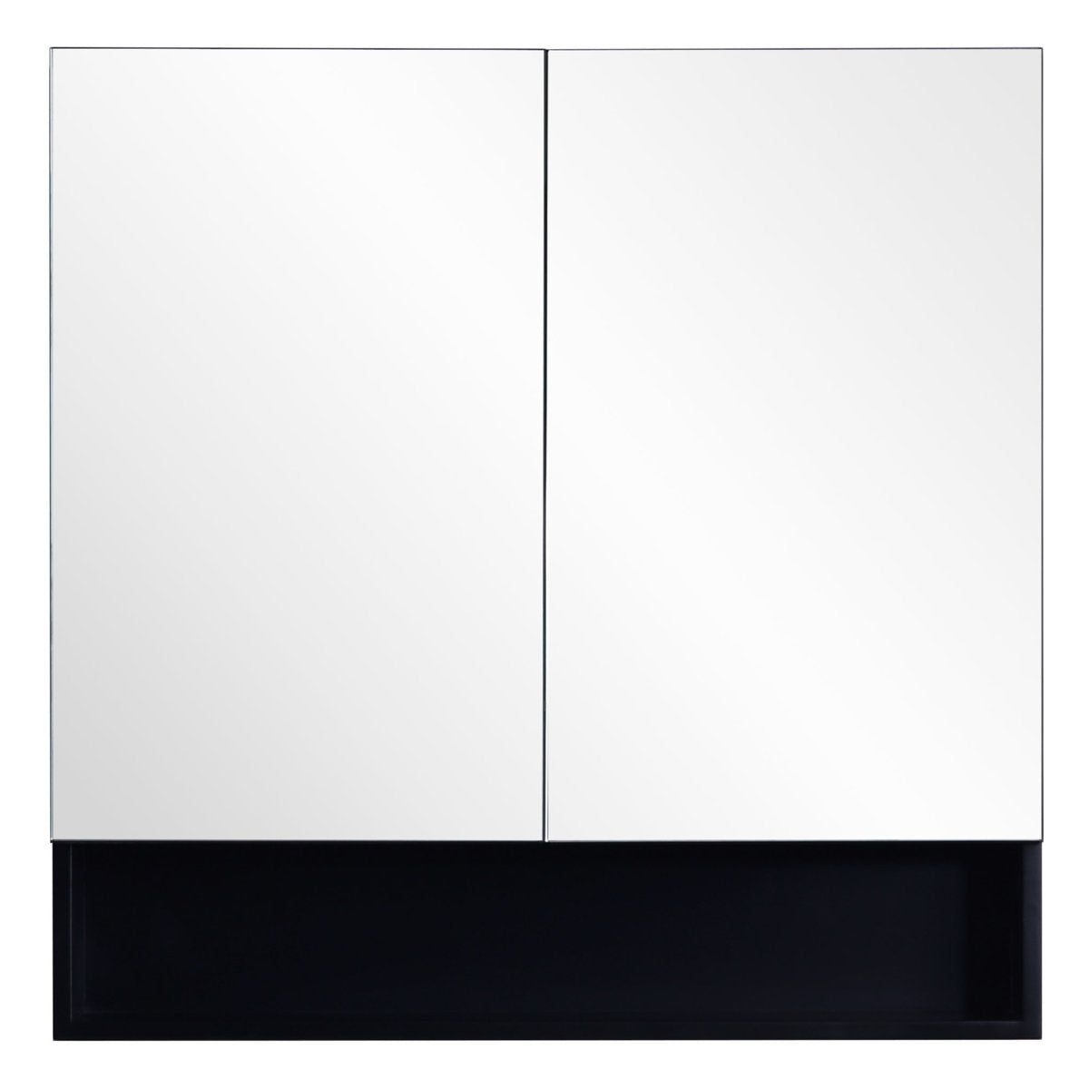Fremantle Shaving Cabinet With Underneath Shelf, Matte Black, 750mm