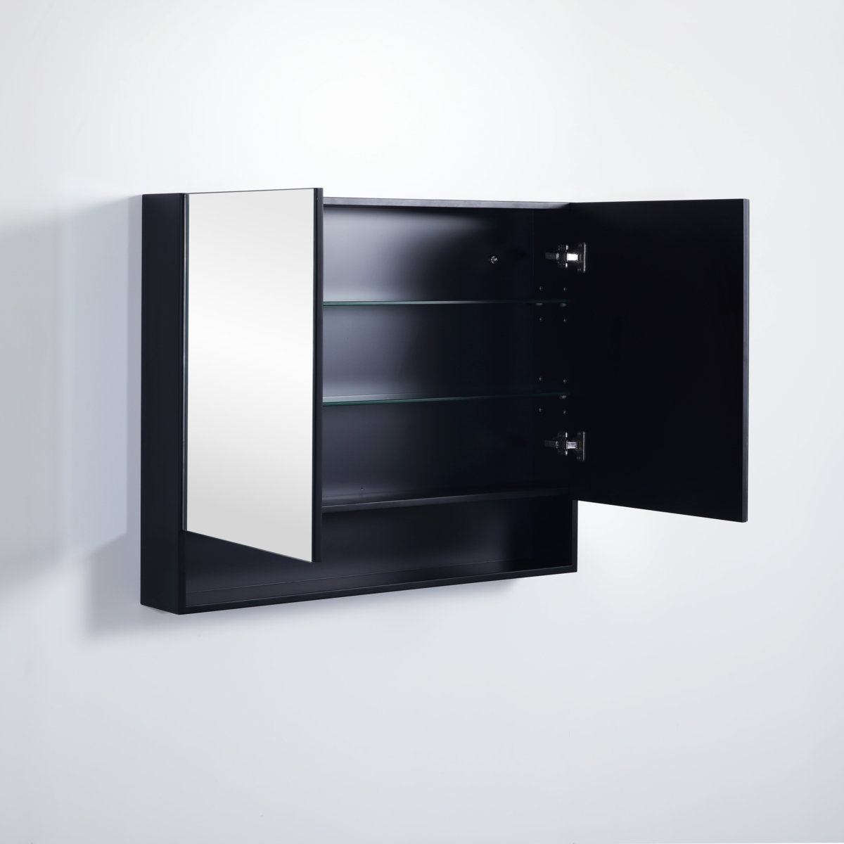 Fremantle Shaving Cabinet With Underneath Shelf, Matte Black, 900mm