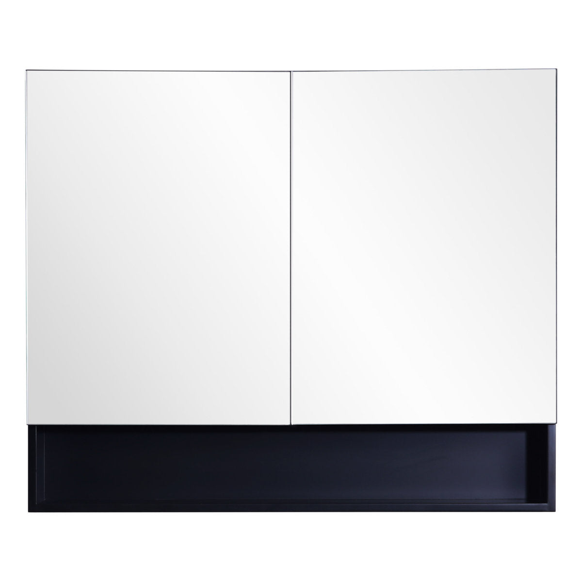 Fremantle Shaving Cabinet With Underneath Shelf, Matte Black, 900mm