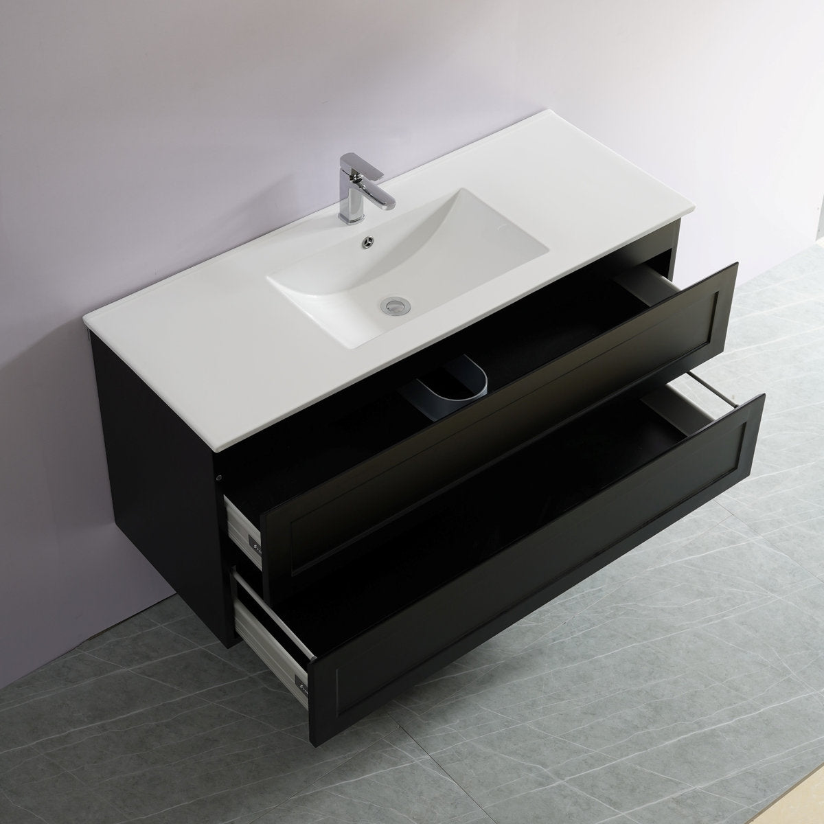Tiffany 1200mm Single Basin Wall Hung Vanity Cabinet Matte Black