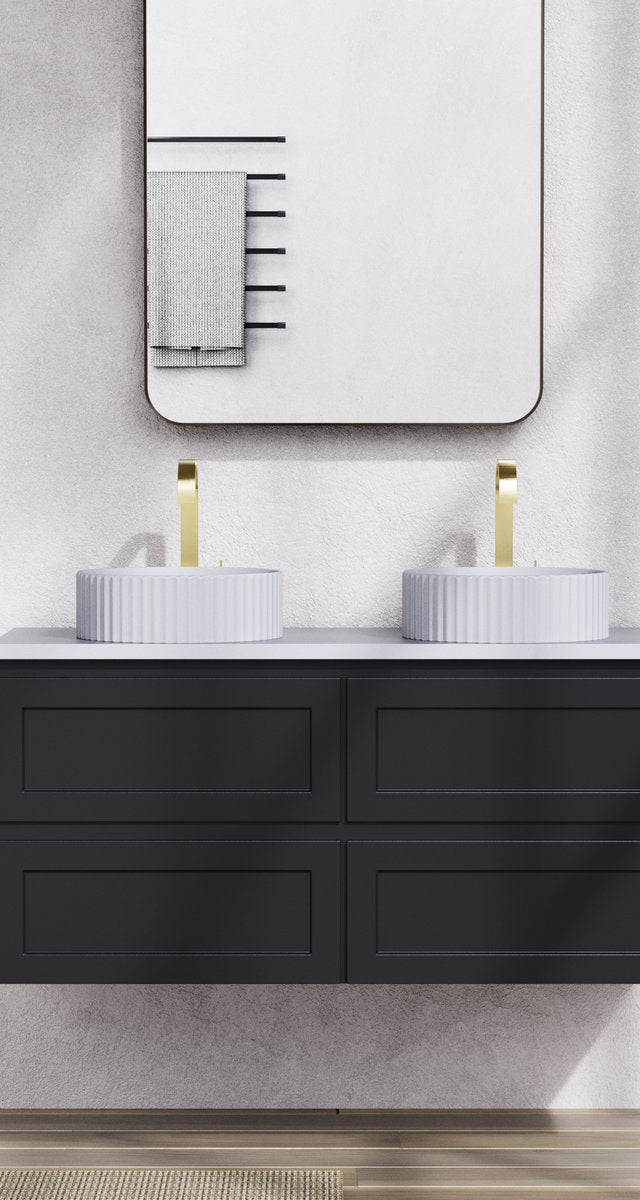 Tiffany 1200mm Double Basin Wall Hung Vanity Cabinet Matte Black