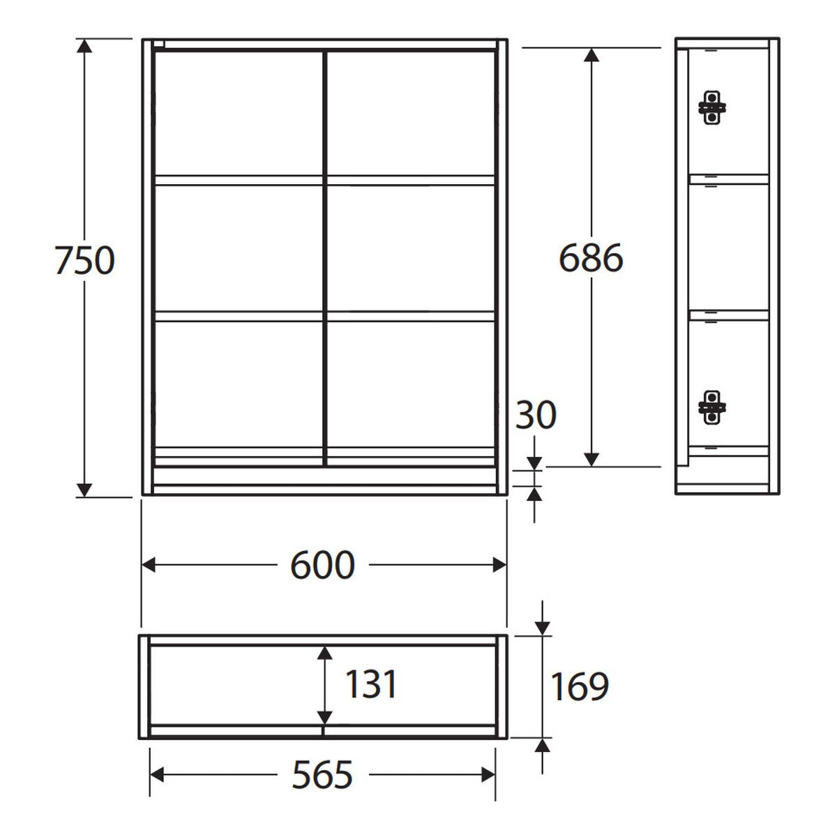 Fienza Faith Mirror Cabinet 600 x 750mm
