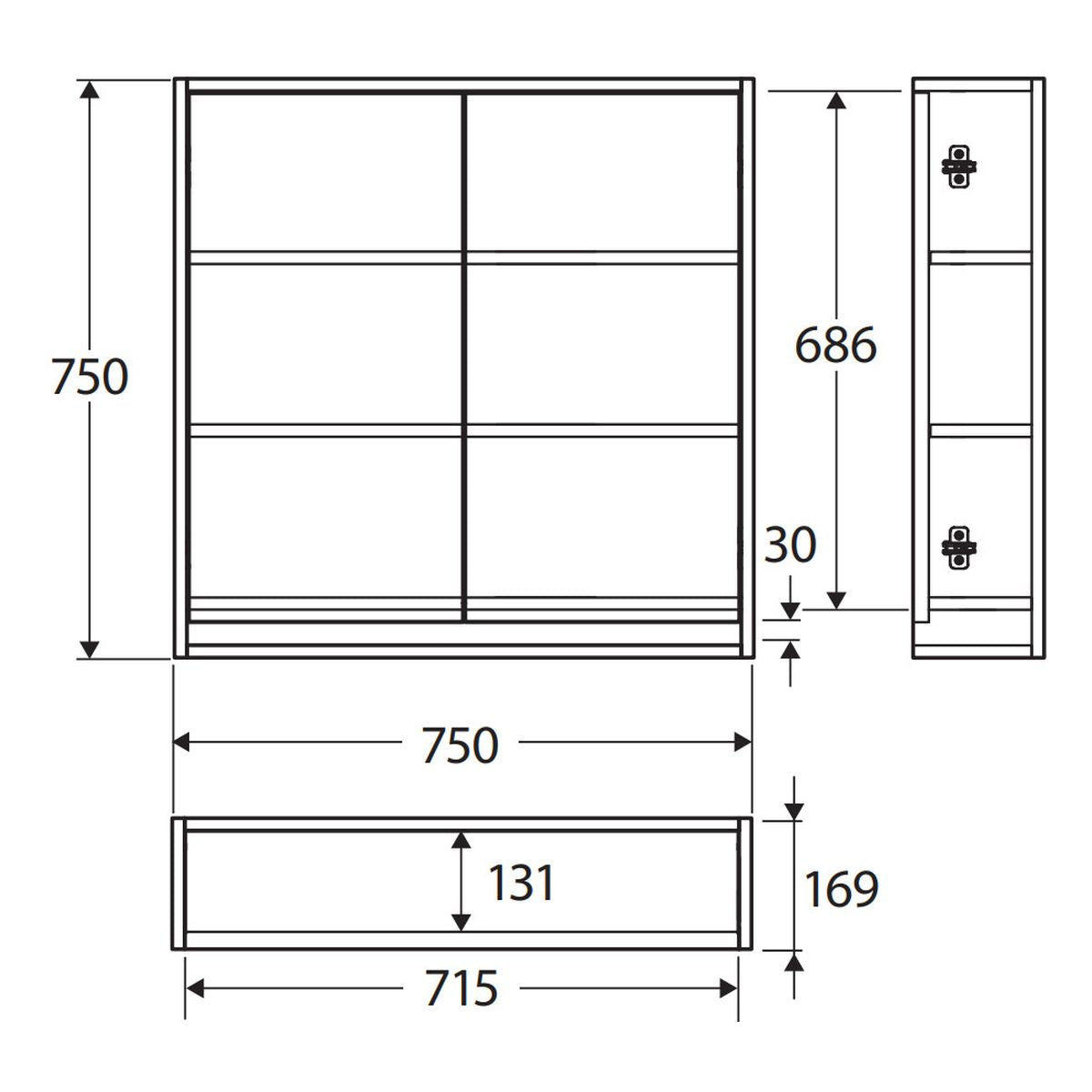 Fienza Faith Mirror Cabinet 750 x 750mm