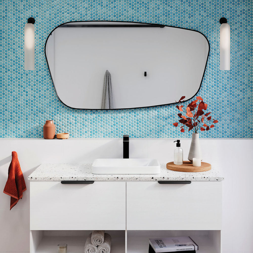Fienza Capriccio Matte Black Asymmetrical Framed Mirror