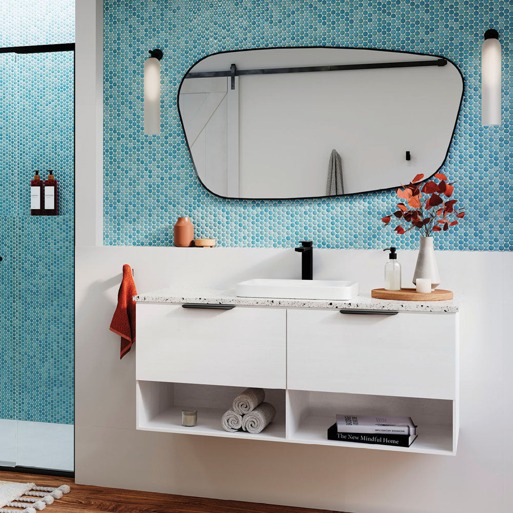 Fienza Capriccio Matte Black Asymmetrical Framed Mirror