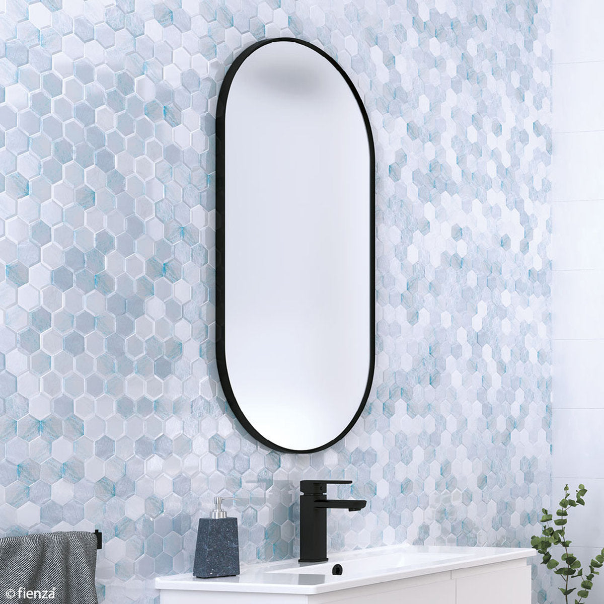 Fienza Empire Matte Black Framed Mirror, 600x1200mm