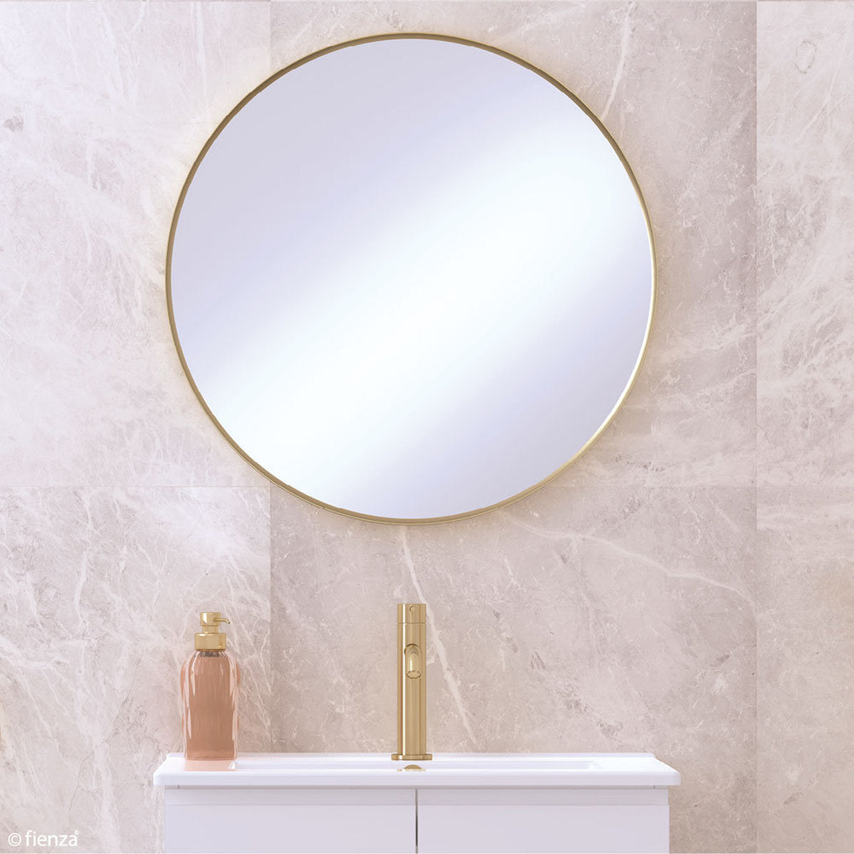 Fienza Reba Matte Black Framed Mirror, 600mm