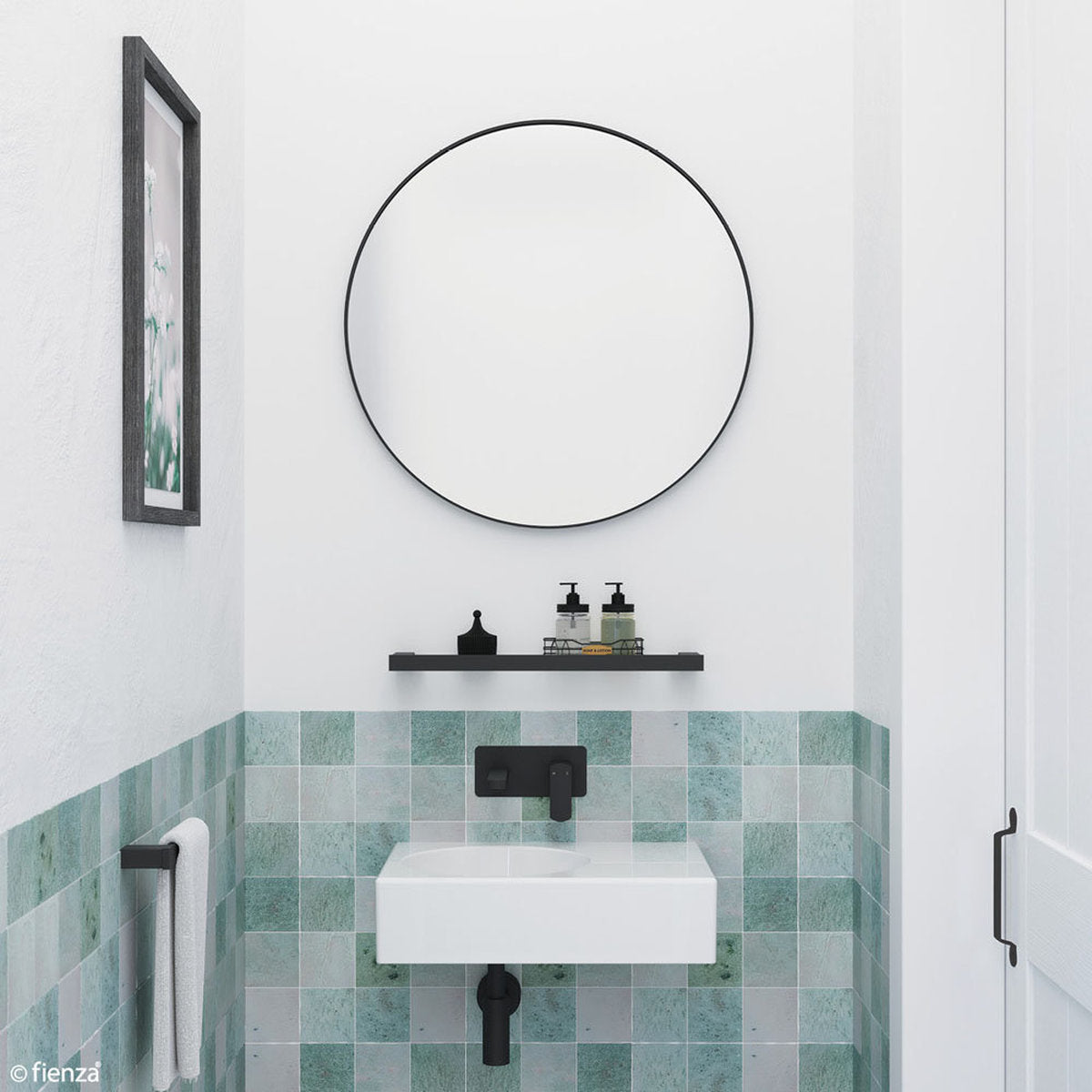 Fienza Reba Matte Black Framed Mirror, 800mm