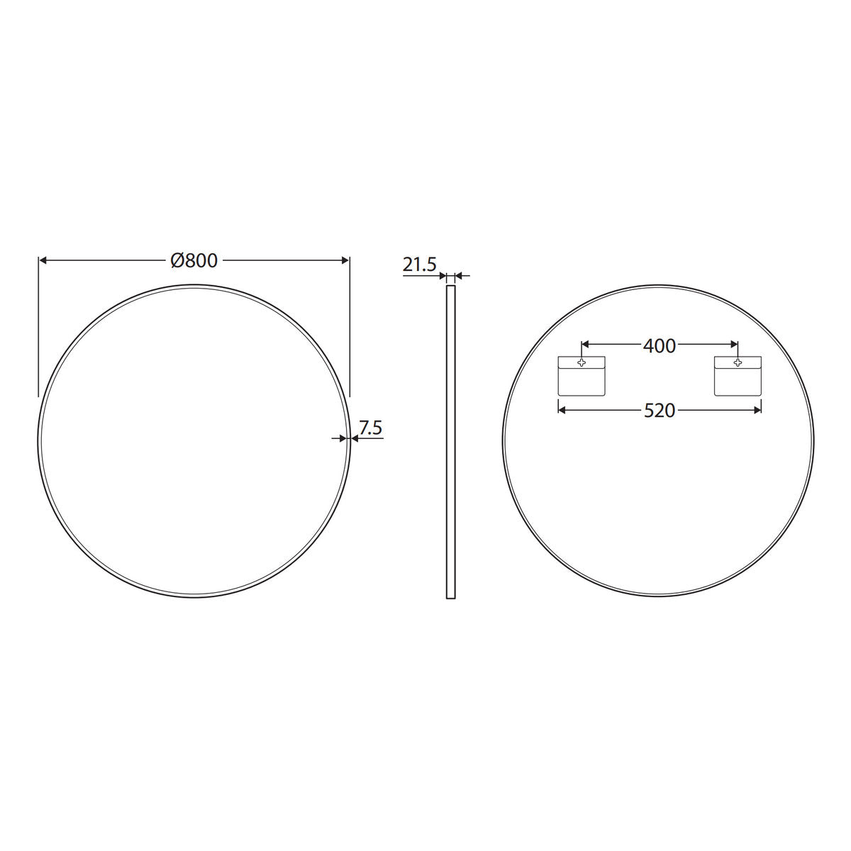 Fienza Reba Matte White Framed Mirror, 800mm