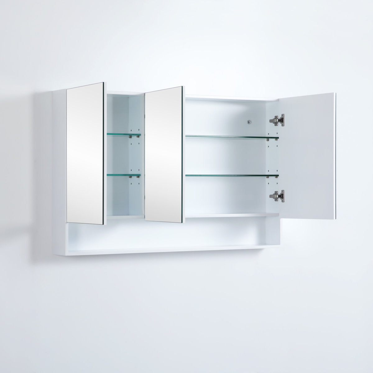 Fremantle Shaving Cabinet With Underneath Shelf, Matte White, 1200mm