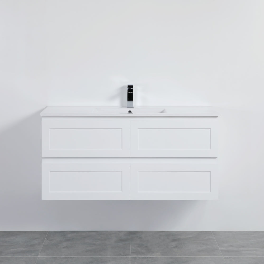 Tiffany 1200mm Single Basin Wall Hung Vanity Cabinet Matte White