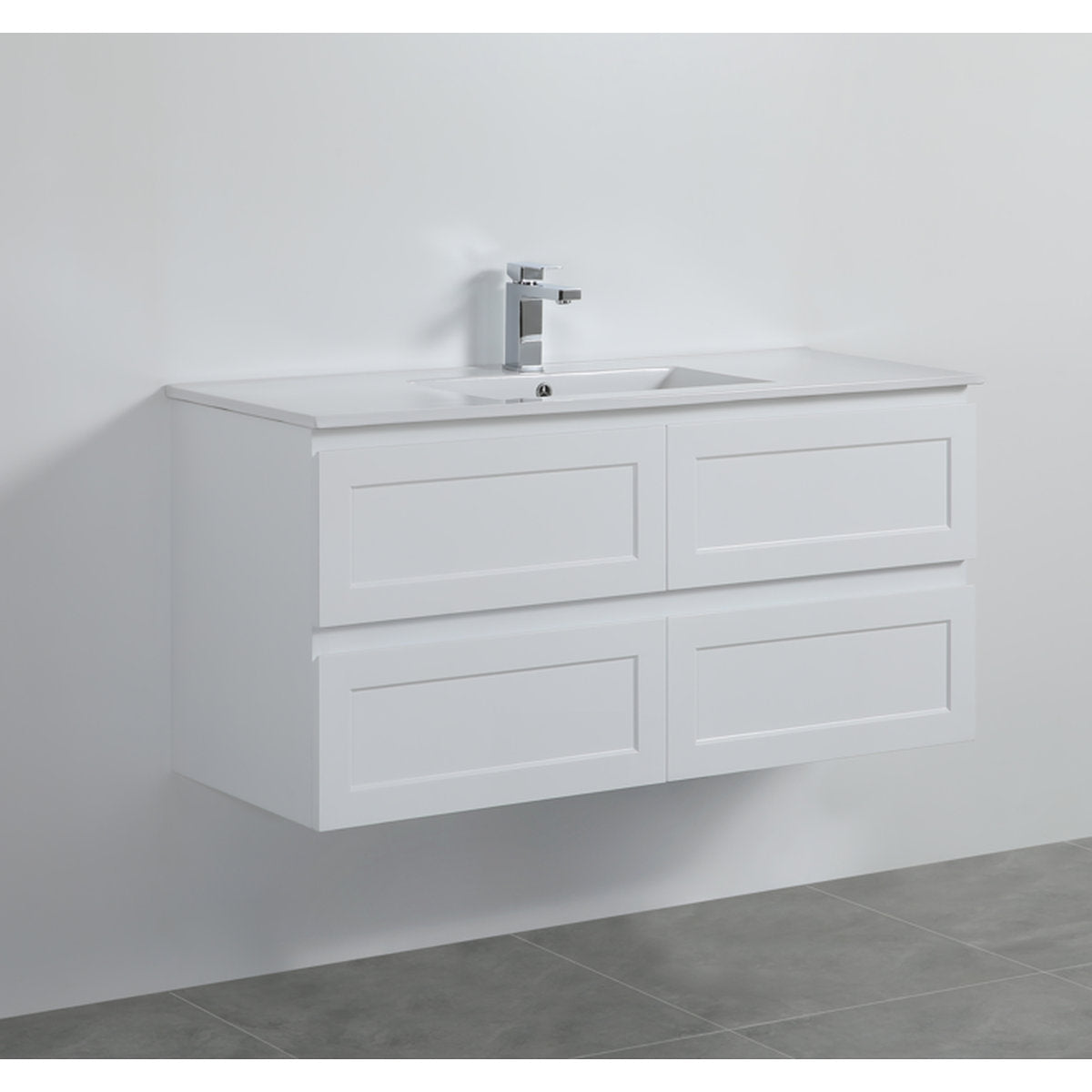 Tiffany 1200mm Single Basin Wall Hung Vanity Cabinet Matte White