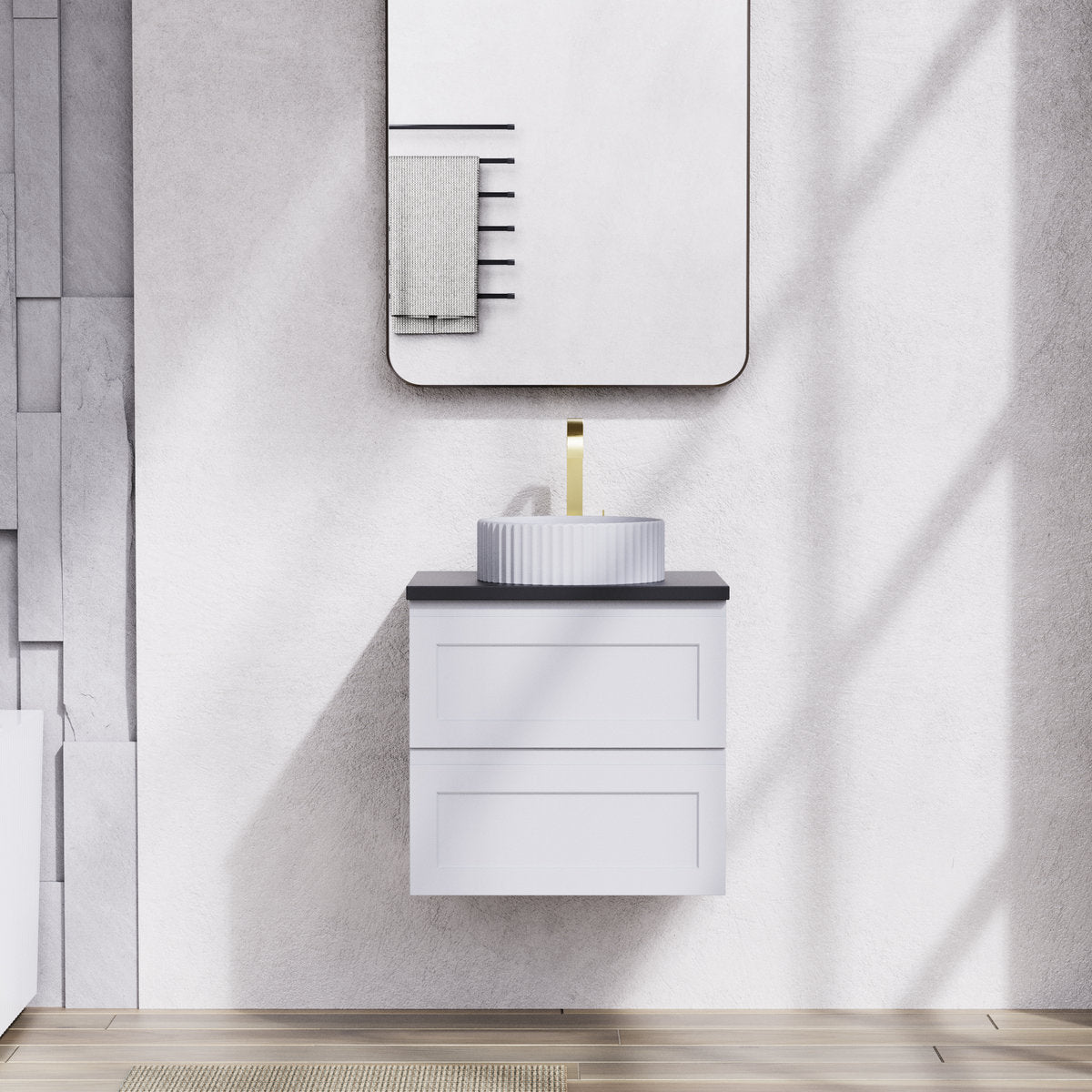 Tiffany 600mm Single Basin Wall Hung Vanity Cabinet Matte White