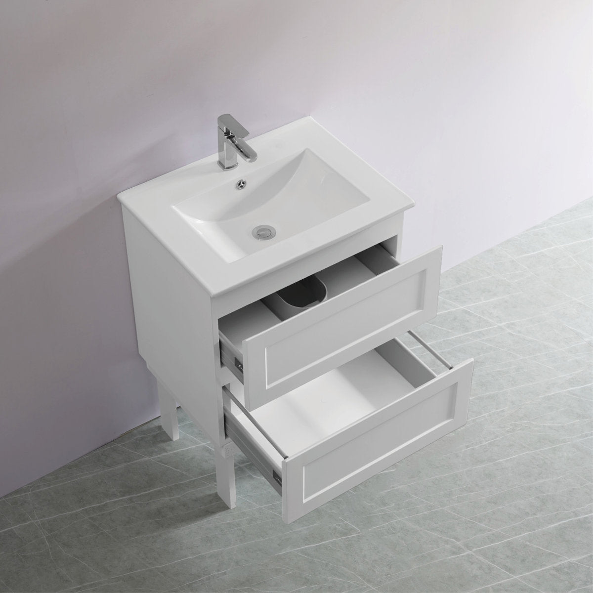 Tiffany 600mm Single Basin Wall Hung Vanity Cabinet Matte White