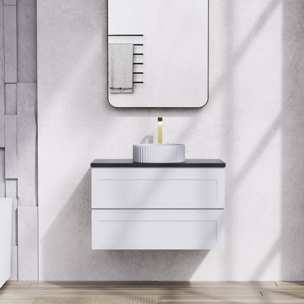 Tiffany 900mm Single Basin Wall Hung Vanity Cabinet Matte White