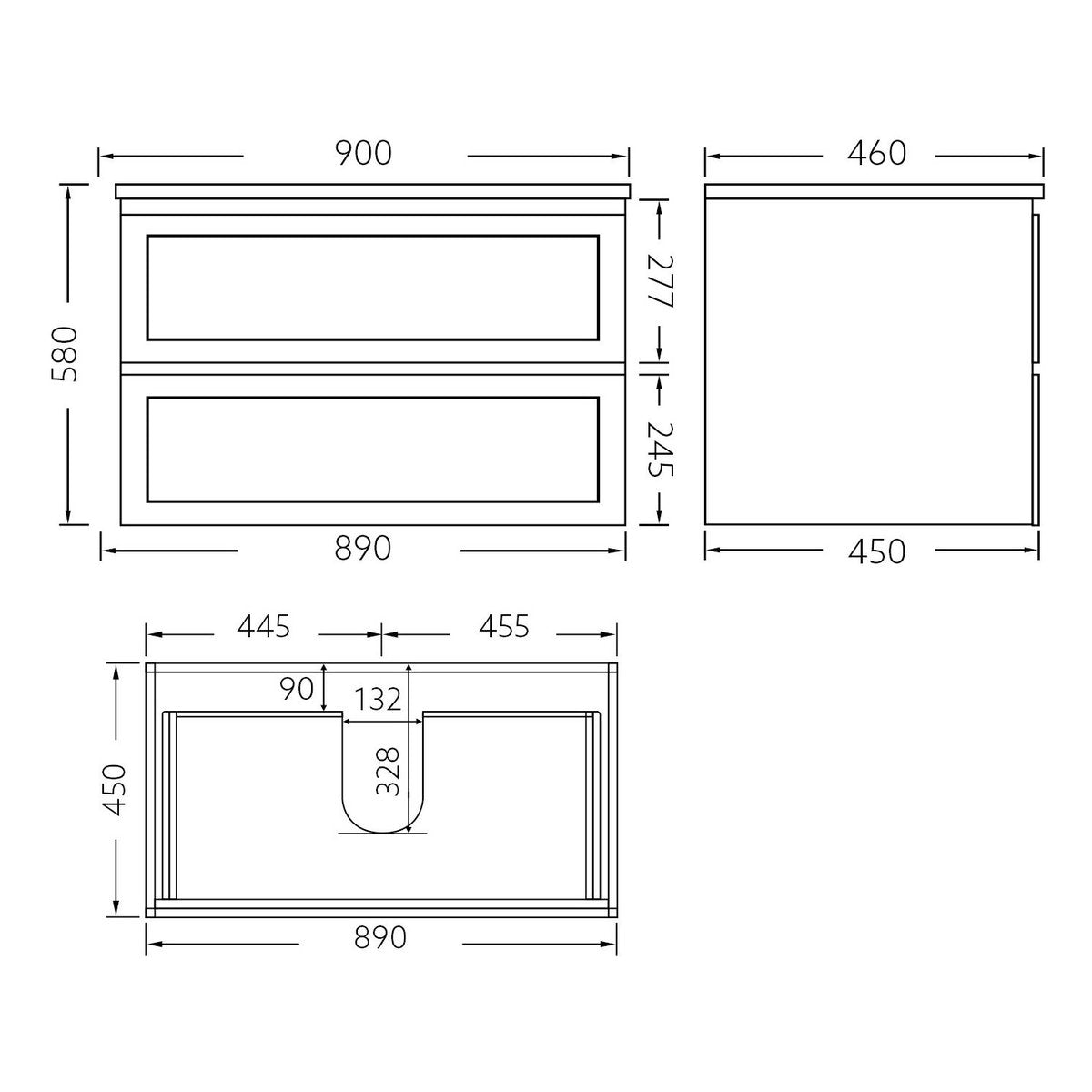 Tiffany 900mm Single Basin Wall Hung Vanity Cabinet Matte White