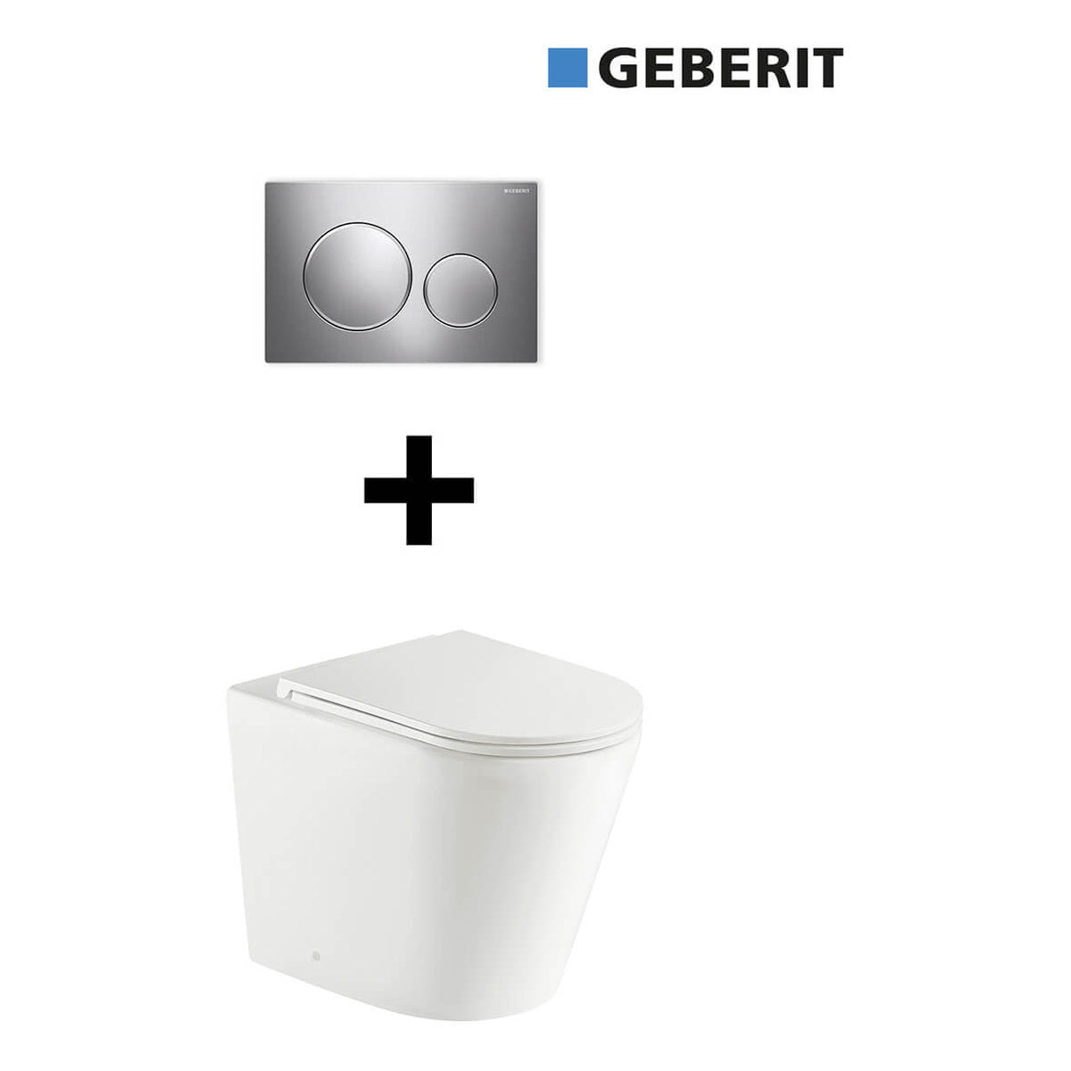 Fino WhisperFlush Matte White Floor Pan with Thin Seat + In-wall Cistern