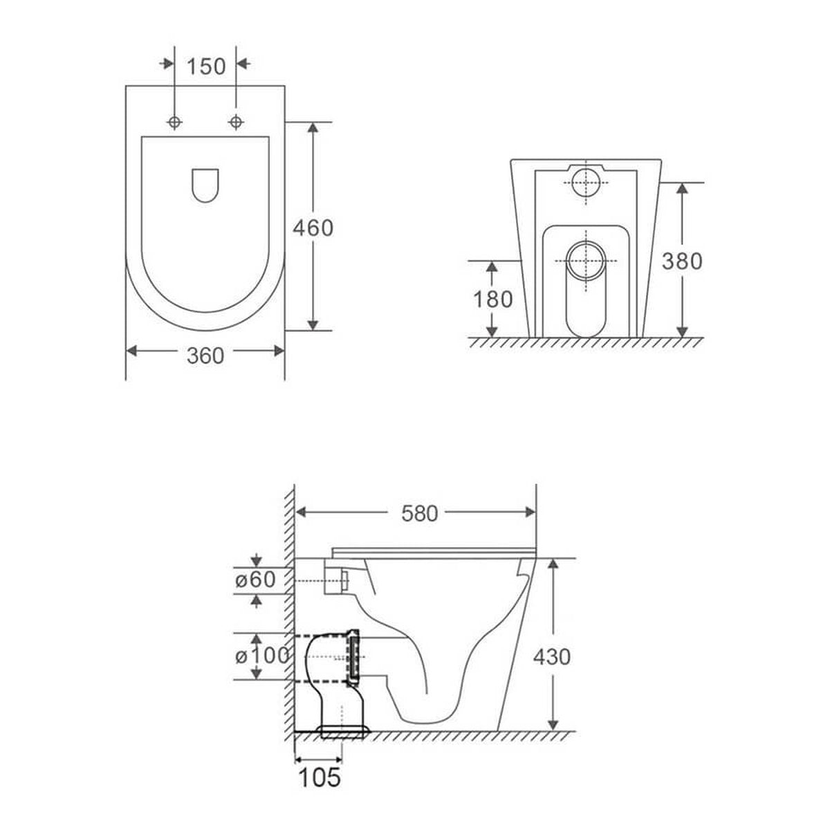 Fino WhisperFlush Matte White Floor Pan with Thin Seat + In-wall Cistern