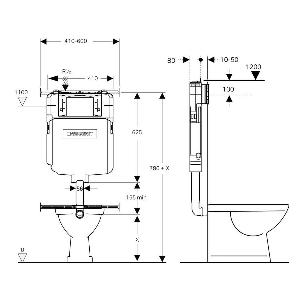 Fino WhisperFlush Matte White Floor Pan with Thin Seat + In-wall Cistern
