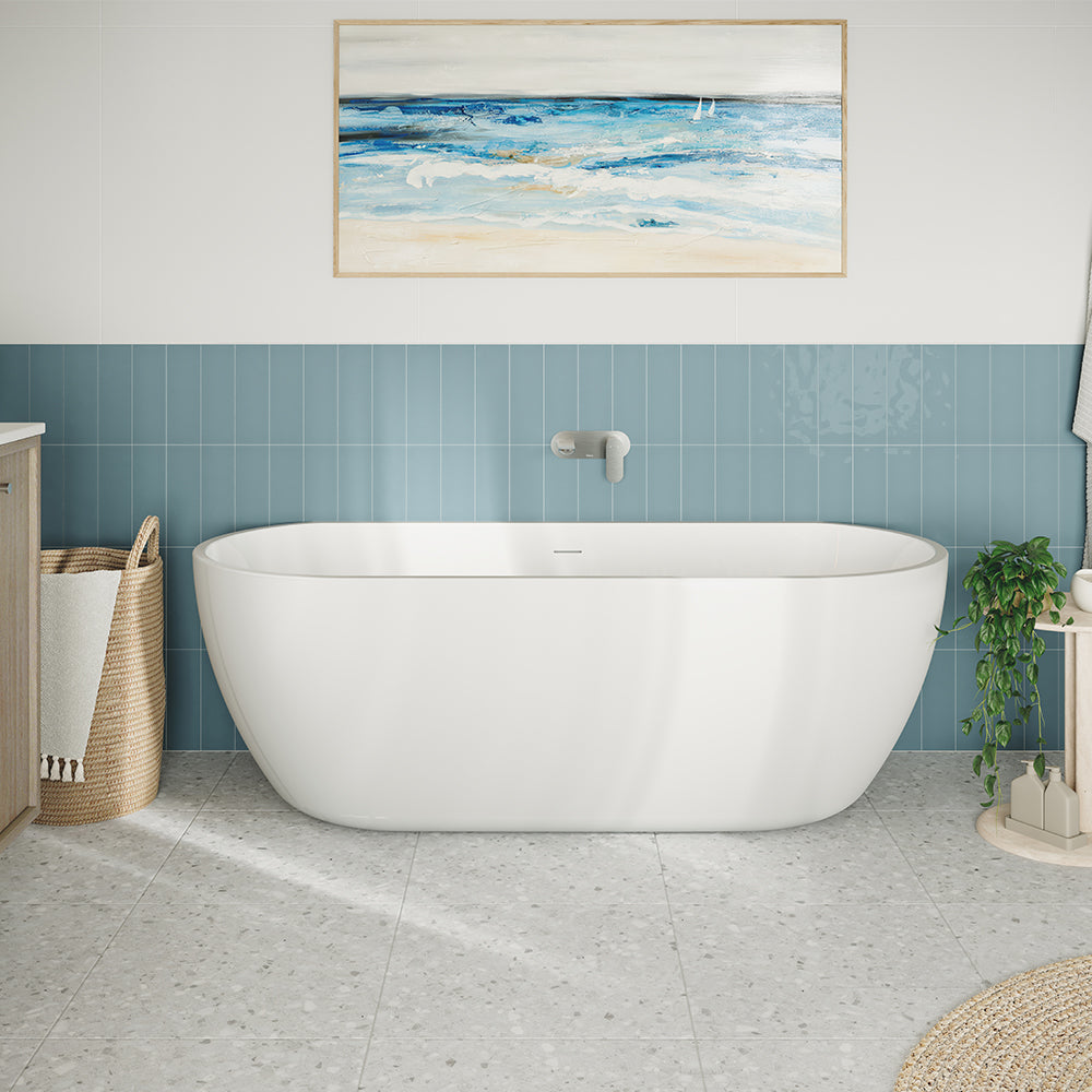 Dalia Back-to-Wall Acrylic Bath with Overflow, 1500mm