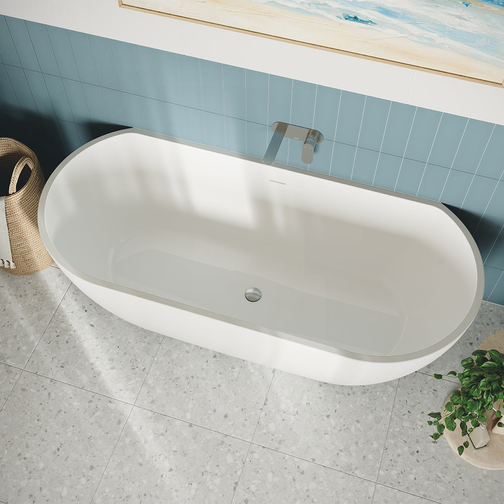 Dalia Back-to-Wall Acrylic Bath with Overflow, 1500mm