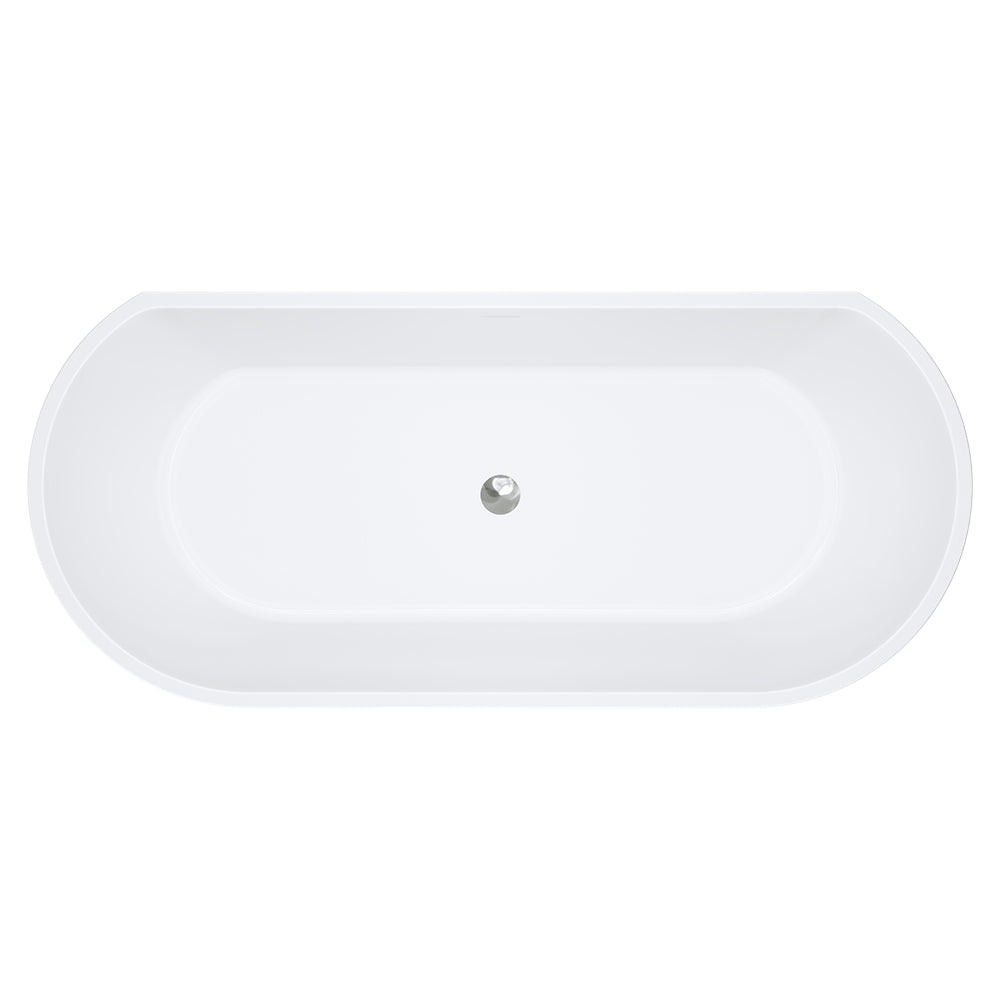 Dalia Back-to-Wall Acrylic Bath with Overflow, 1700mm