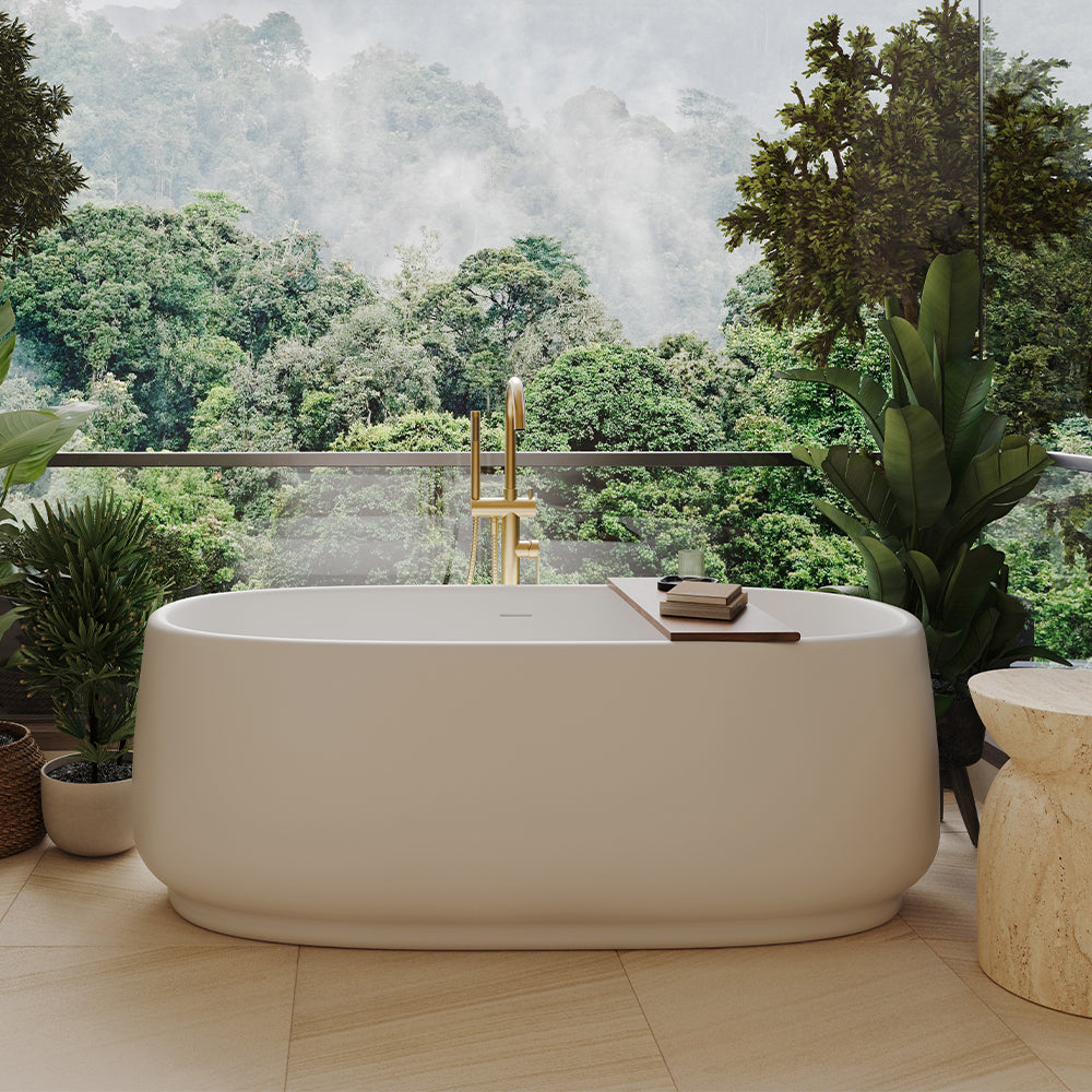 Fienza Eden Freestanding Acrylic Bath, 1750mm, Gloss White with Overflow
