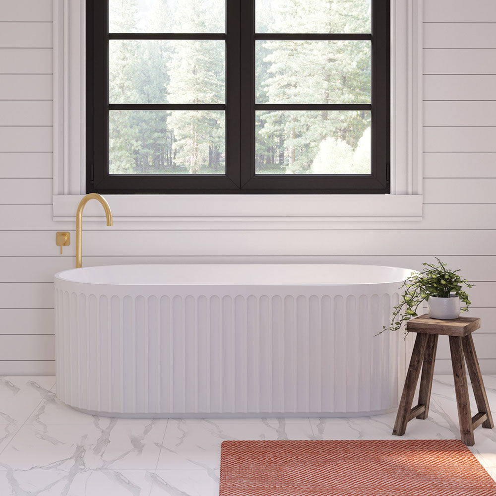 Fienza Eleanor Fluted Freestanding Acrylic Bath, 1700mm