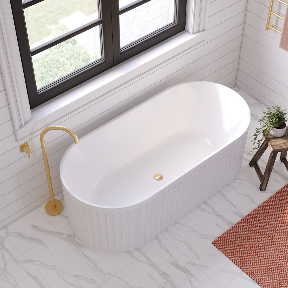 Fienza Eleanor Fluted Freestanding Acrylic Bath, 1700mm
