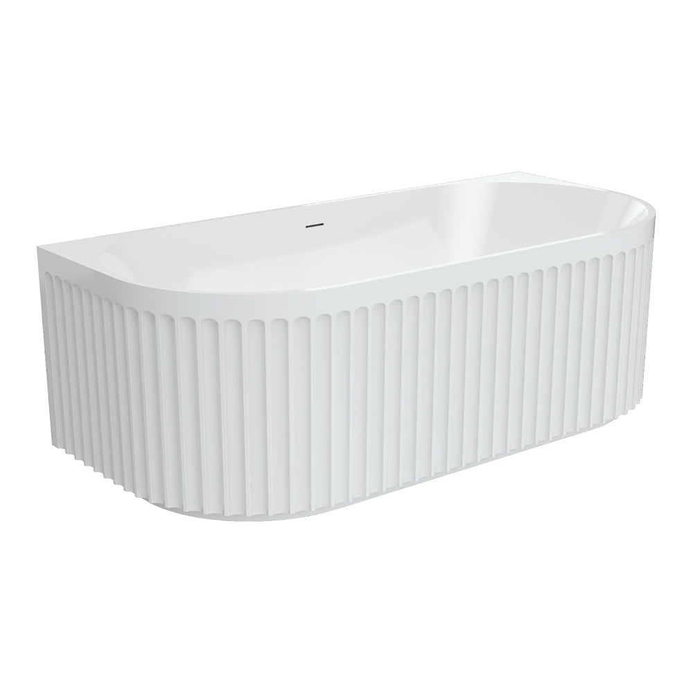 Fienza Eleanor Back-To-Wall Acrylic Bath with Overflow, 1700mm