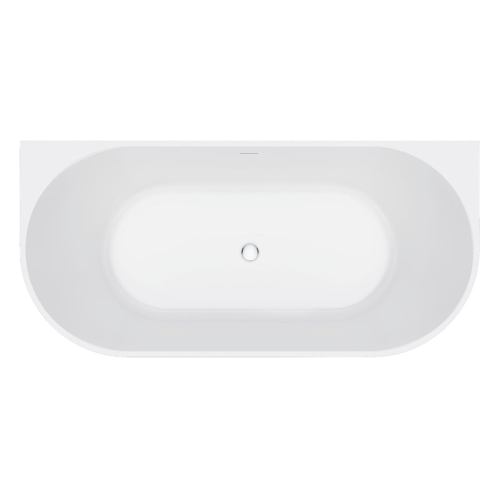 Fienza Eleanor Back-To-Wall Acrylic Bath with Overflow, 1700mm