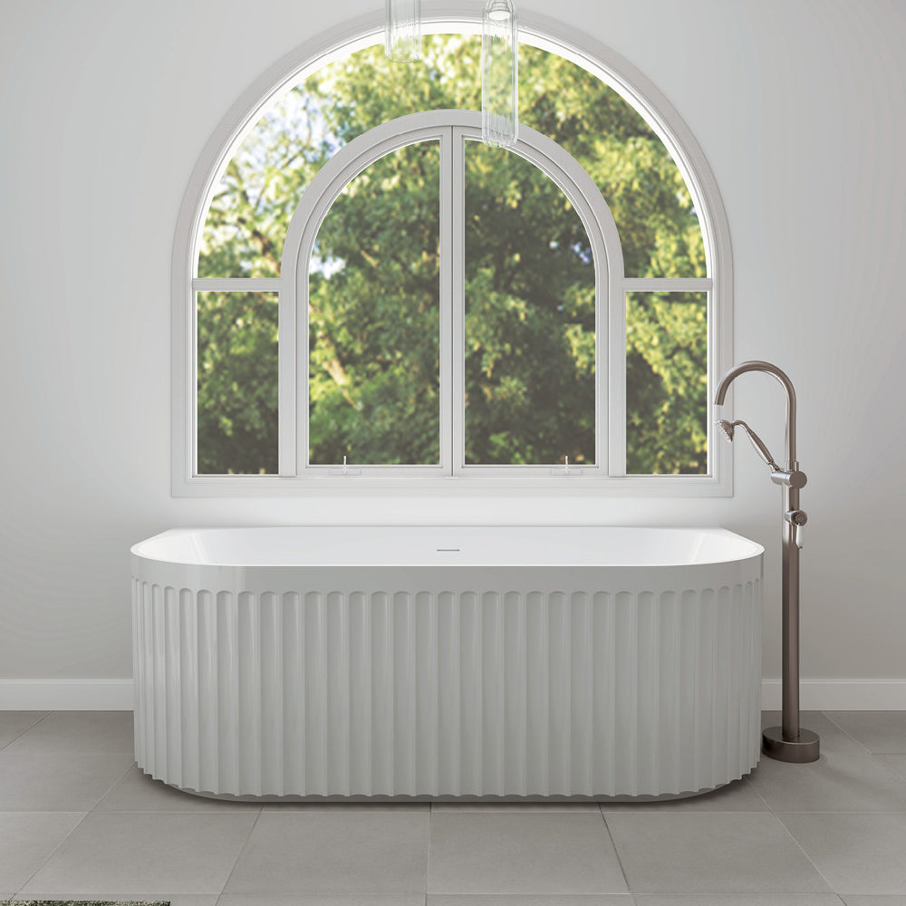 Fienza Eleanor Back-To-Wall Acrylic Bath with Overflow, 1700mm