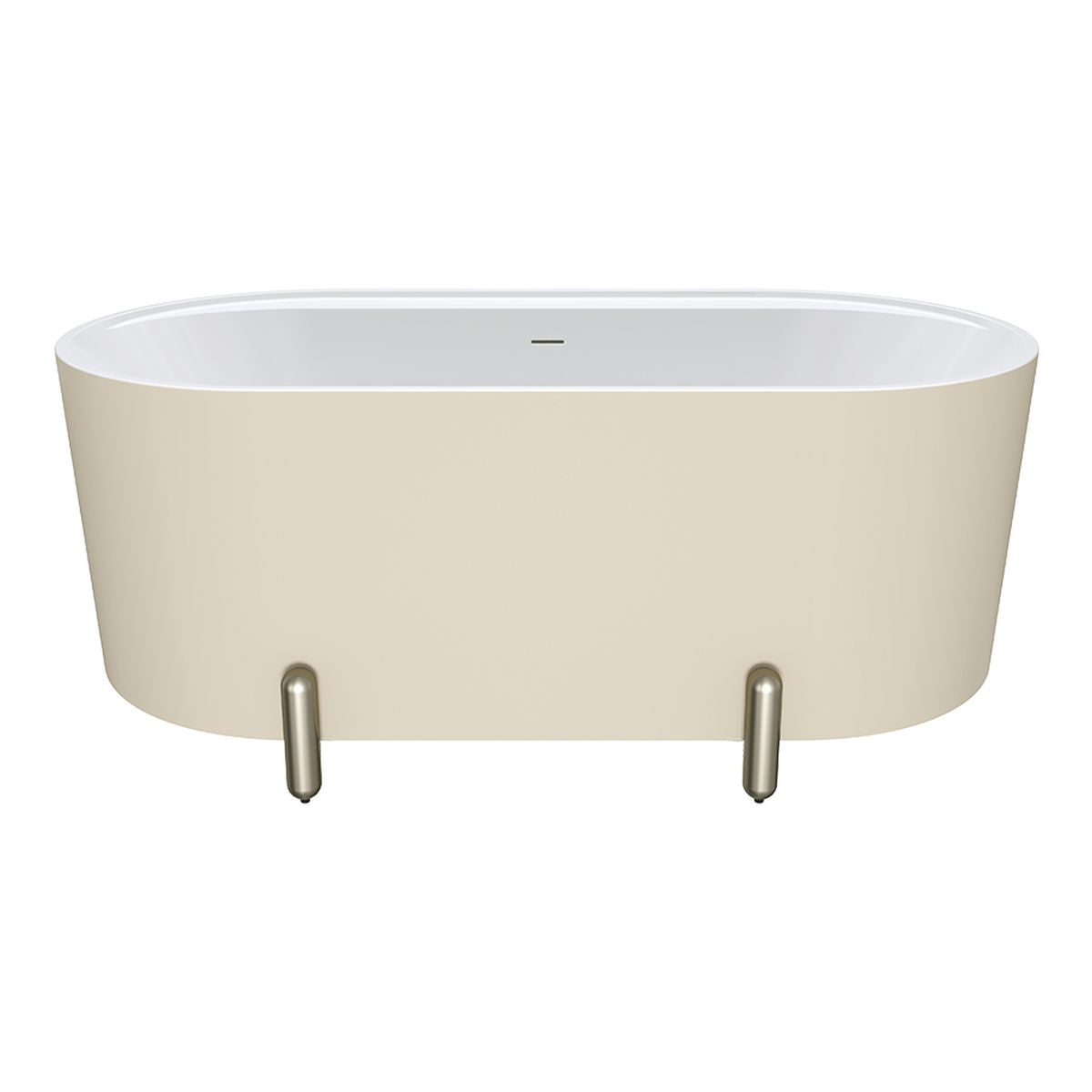 Fienza Aluca Freestanding Bath, 1500mm Matte Khaki with Brushed Nickel Legs with Overflow