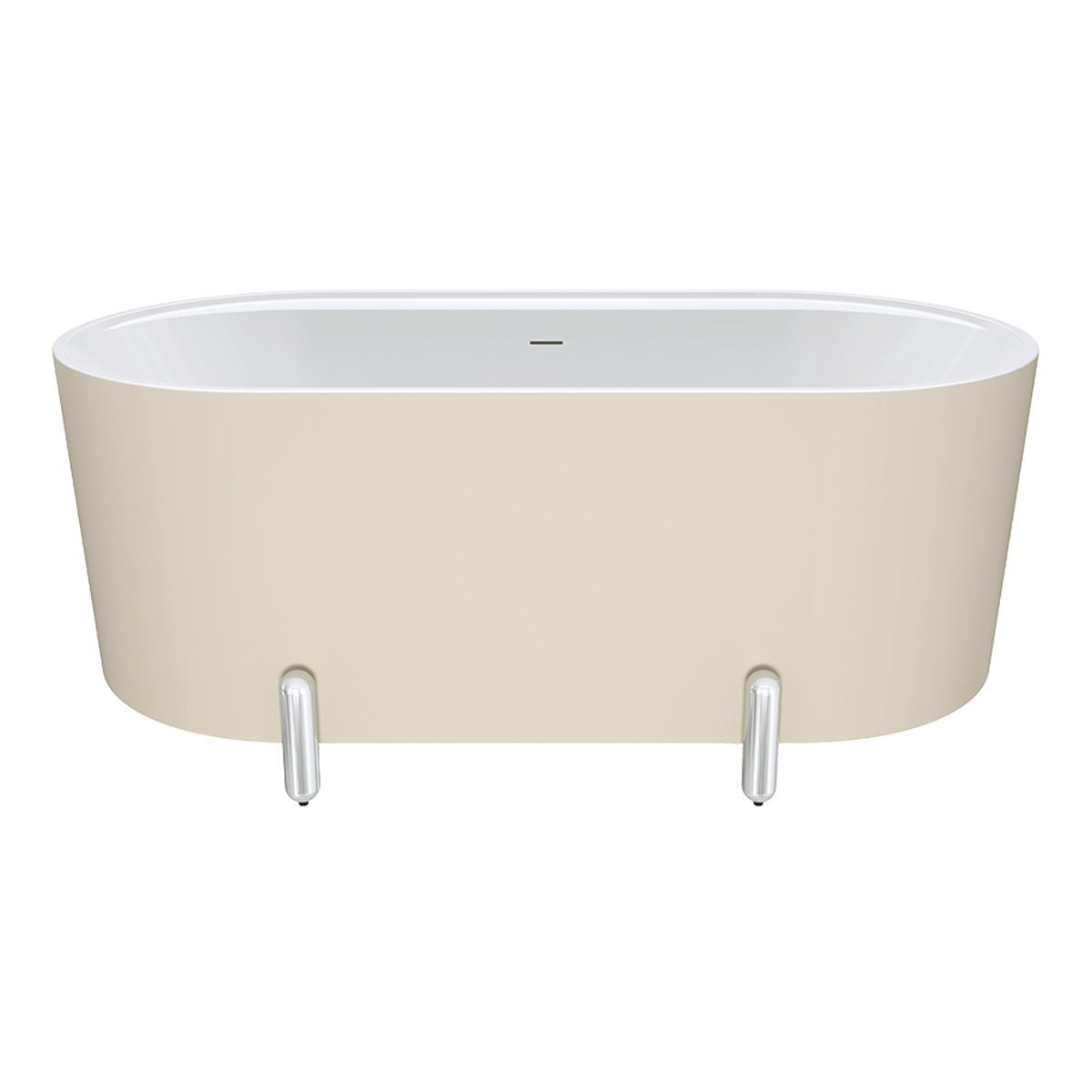 Fienza Aluca Freestanding Bath, 1500mm Matte Khaki with Chrome Legs with Overflow