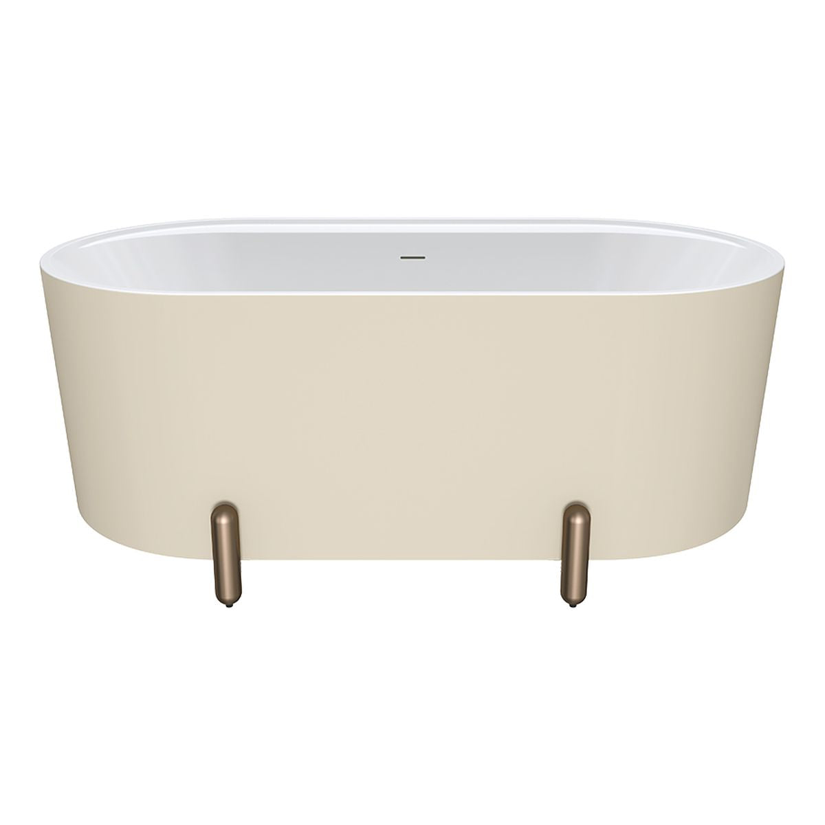Fienza Aluca Freestanding Bath, 1500mm Matte Khaki with Brushed Copper Legs with Overflow