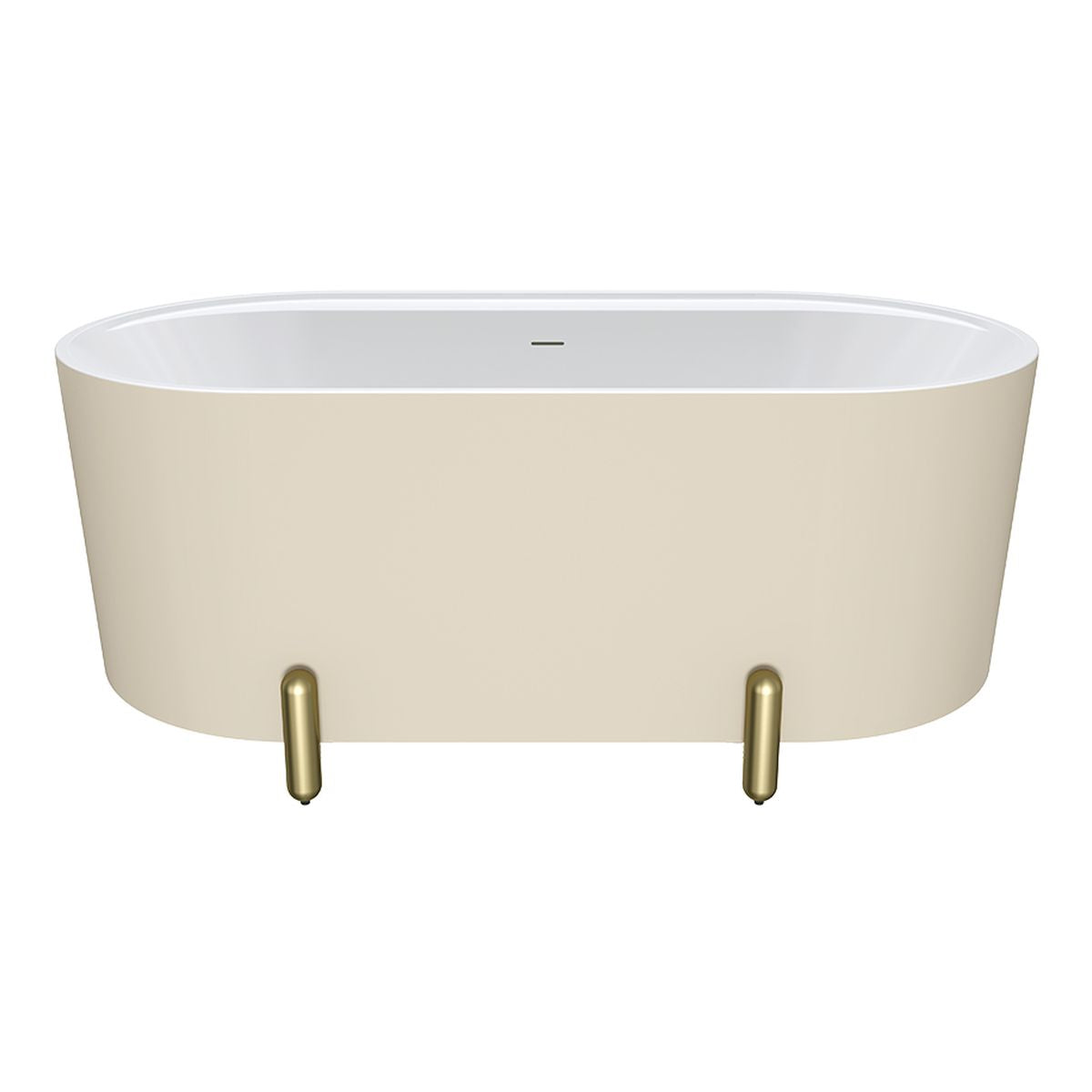 Fienza Aluca Freestanding Bath, 1500mm Matte Khaki with Urban Brass Legs with Overflow