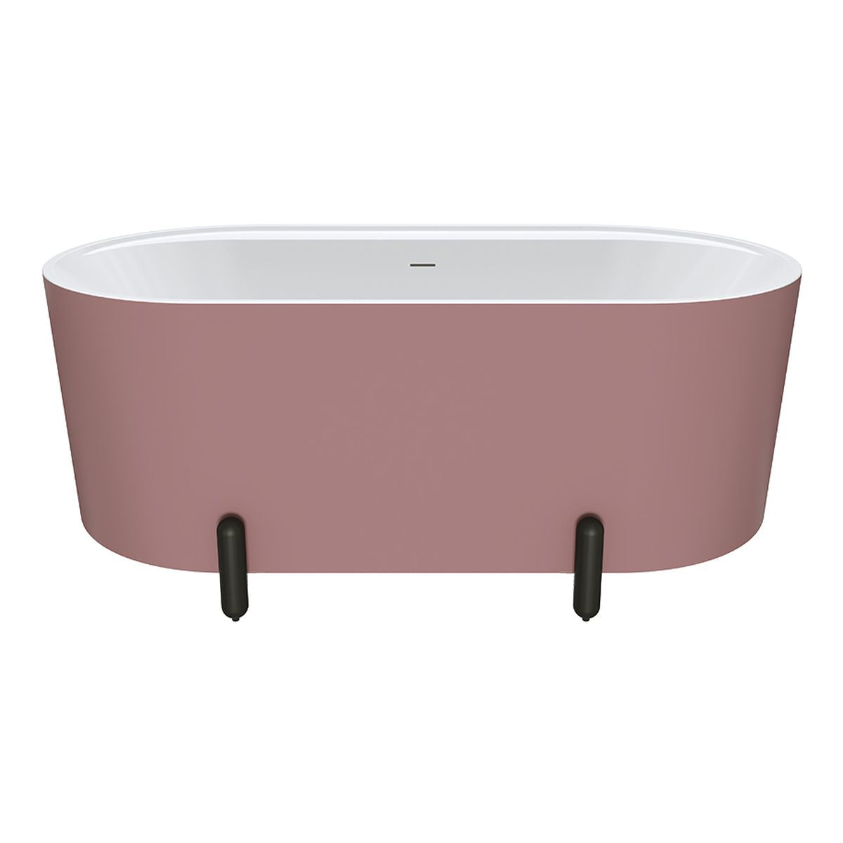 Fienza Aluca Freestanding Bath, 1500mm Matte Rouge with Matte Black Legs with Overflow