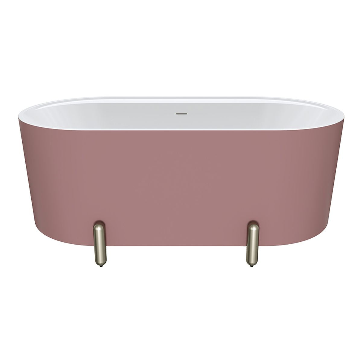 Fienza Aluca Freestanding Bath, 1500mm Matte Rouge with Brushed Nickel Legs with Overflow