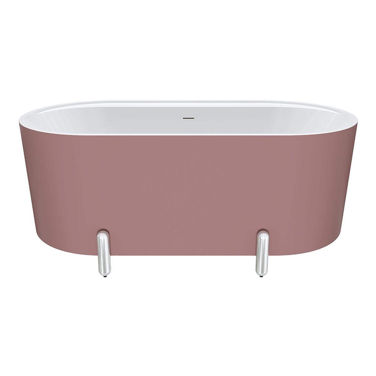 Fienza Aluca Freestanding Bath, 1500mm Matte Rouge with Chrome Legs with Overflow